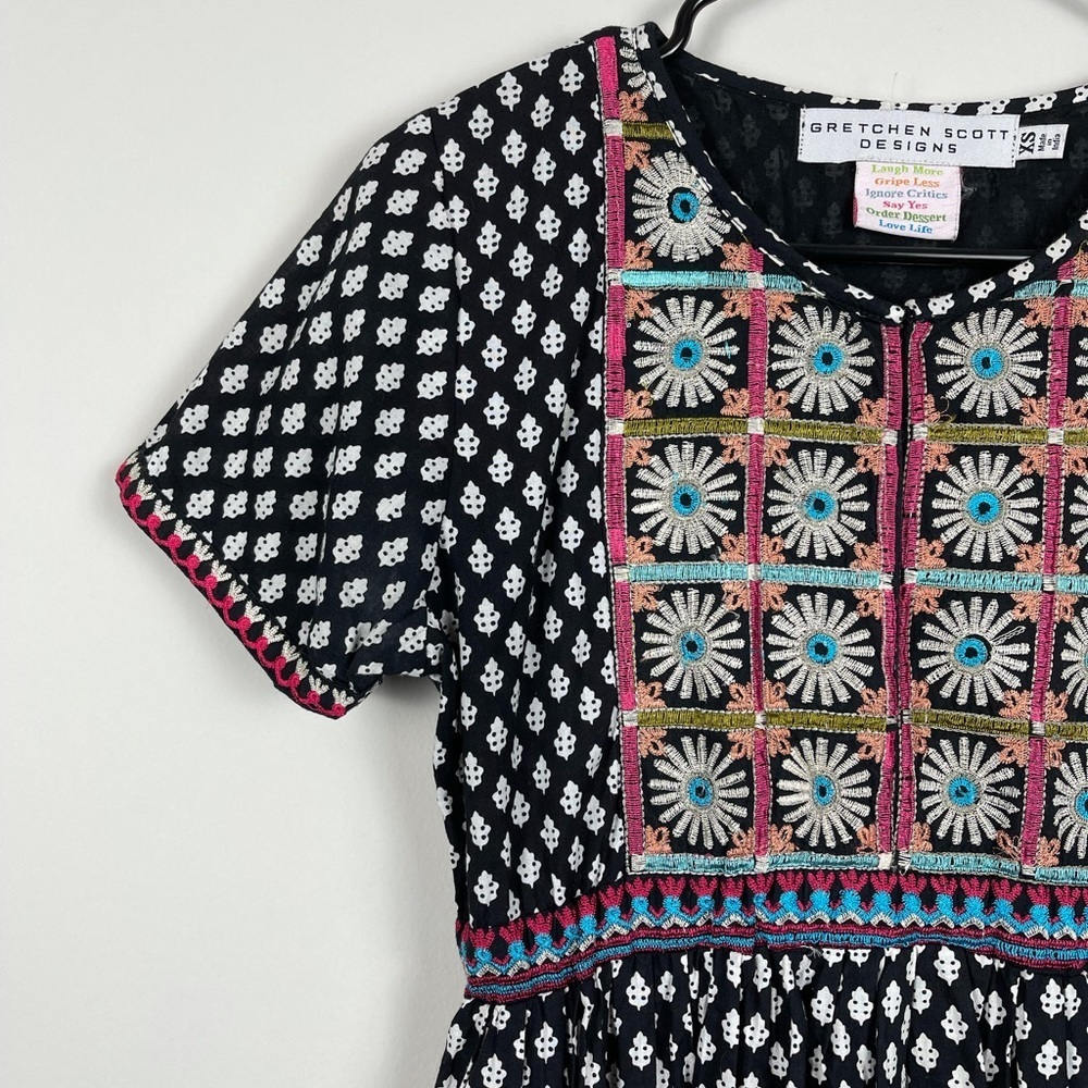 Gretchen Scott Design Black and White Dress With Neckline Embroidery - Picture 7 of 7